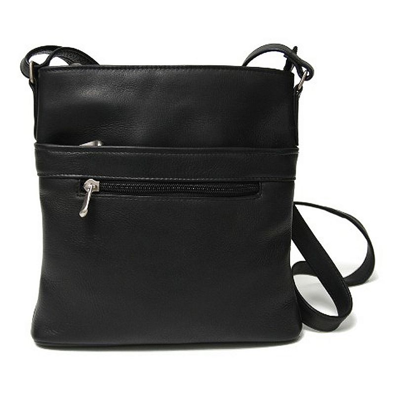 Royce Leather Vaquetta Triple-Zip Crossbody Bag, Black