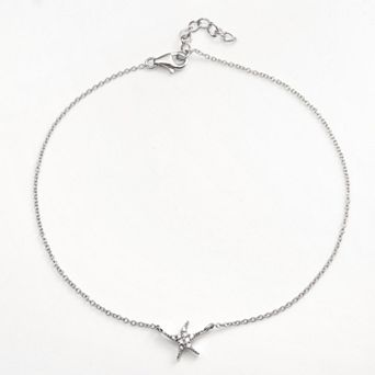 Sophie Miller Sterling Silver Cubic Zirconia Starfish Anklet