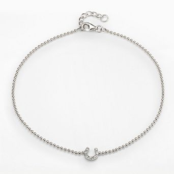 Sophie Miller Sterling Silver Cubic Zirconia Horseshoe Anklet