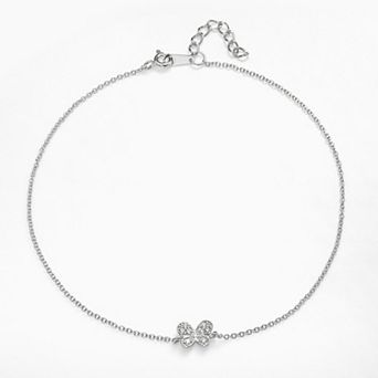 Sophie Miller Sterling Silver Cubic Zirconia Butterfly Anklet