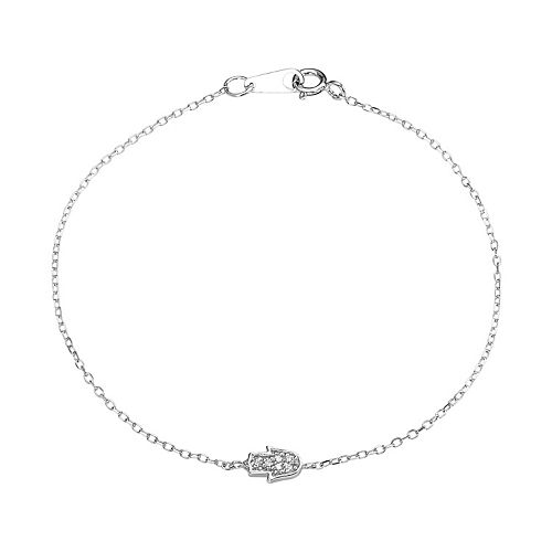 Sophie Miller Sterling Silver Cubic Zirconia Hamsa Bracelet