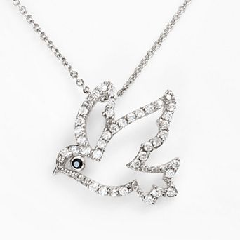 Sophie Miller Sterling Silver Black & White Cubic Zirconia Dove Pendant