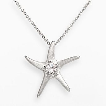 Sophie Miller Sterling Silver Cubic Zirconia Textured Starfish Pendant