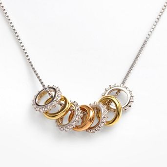 Sophie Miller 14k Gold Over Silver & Sterling Silver Tri-Tone Ring Necklace