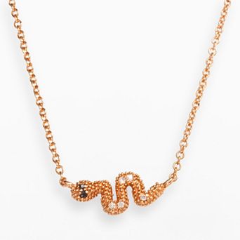 Sophie Miller 14k Rose Gold Over Silver Black & White Cubic Zirconia Snake Necklace