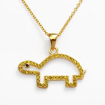 Sophie Miller 14k Gold Over Silver Simulated Peridot & Black Cubic Zirconia Turtle Pendant
