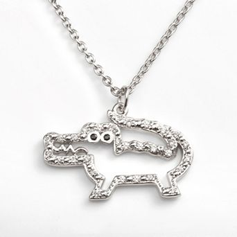 Sophie Miller Sterling Silver Black & White Cubic Zirconia Crocodile Pendant