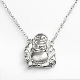 Sophie Miller Sterling Silver Cubic Zirconia Buddha Necklace