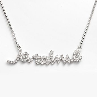 Sophie Miller Sterling Silver Cubic Zirconia "Je T'aime" Necklace