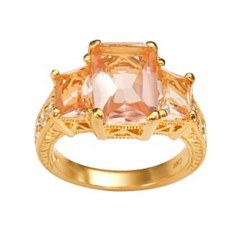 Sophie Miller 14k Gold Over Silver Simulated Morganite & Cubic Zirconia Ring