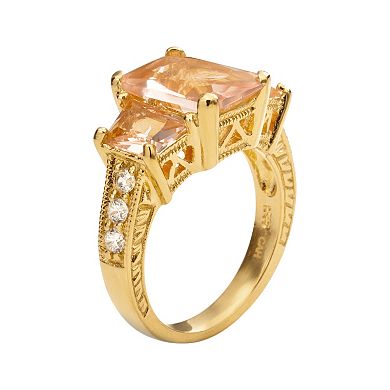 Sophie Miller 14k Gold Over Silver Simulated Morganite and Cubic Zirconia Ring