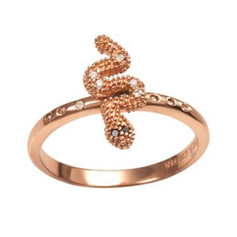 Sophie Miller 14k Rose Gold Over Silver Black & White Cubic Zirconia Snake Ring