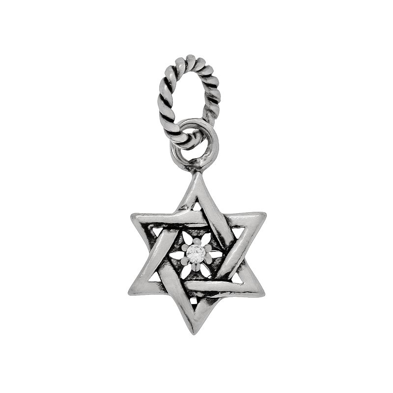 Individuality Beads Sterling Silver Cubic Zirconia Star of David Charm, Wom