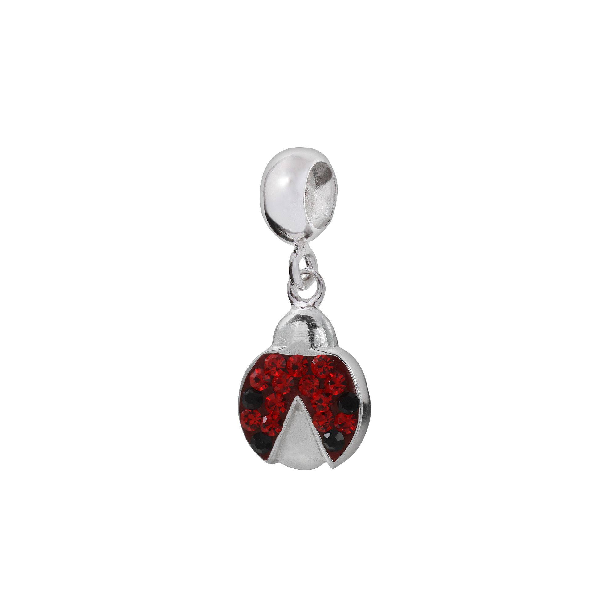 Individuality Beads Sterling Silver Crystal Ladybug Charm, Womens, Red