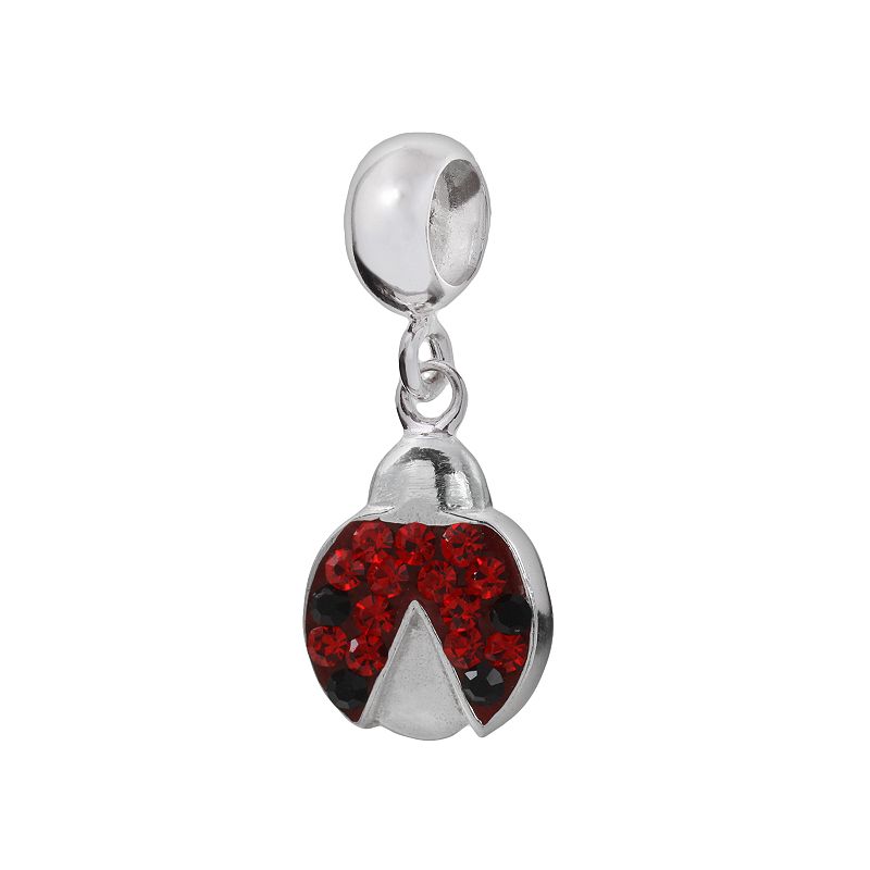 Individuality Beads Sterling Silver Crystal Ladybug Charm, Womens, Red