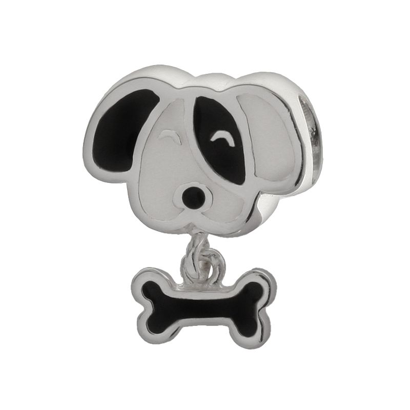 Individuality Beads Sterling Silver Dog Charm, Womens, Black