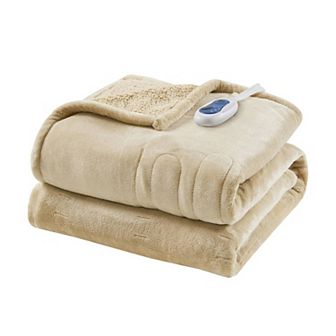 Beautyrest Oversized Reversible Microlight to Berber Electric Heated Throw Blanket
