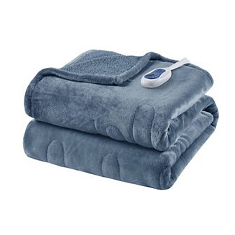 Beautyrest Oversized Reversible Microlight to Berber Electric Heated Throw Blanket