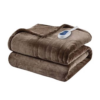 Beautyrest Oversized Reversible Microlight to Berber Electric Heated Throw Blanket