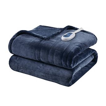 Beautyrest Oversized Reversible Microlight to Berber Electric Heated Throw Blanket
