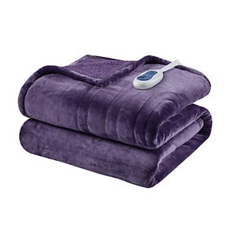 Beautyrest Oversized Reversible Microlight to Berber Electric Heated Throw Blanket