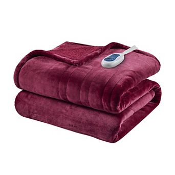 Beautyrest Oversized Reversible Microlight to Berber Electric Heated Throw Blanket