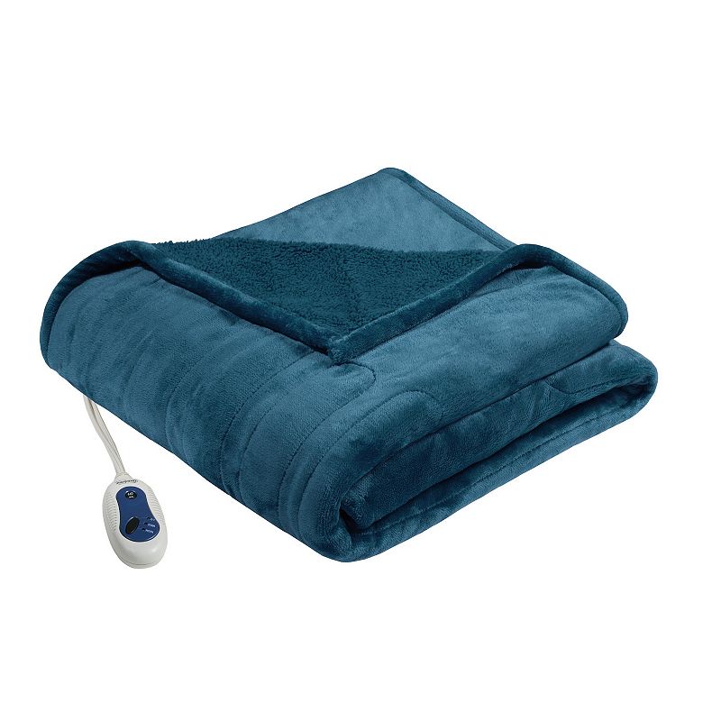Beautyrest Oversized Reversible Microlight to Berber Electric Heated Throw 