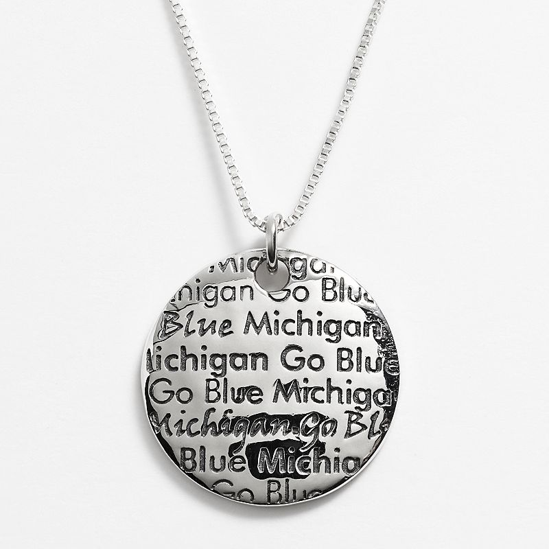 UPC 811545020060 product image for Dayna U Michigan Wolverines Sterling Silver Disc Pendant, Women's, Size: 16