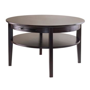 Winsome Amelia Round Coffee Table, Winsome Wood Genoa Round Coffee Table With Glass Top Espresso Finish
