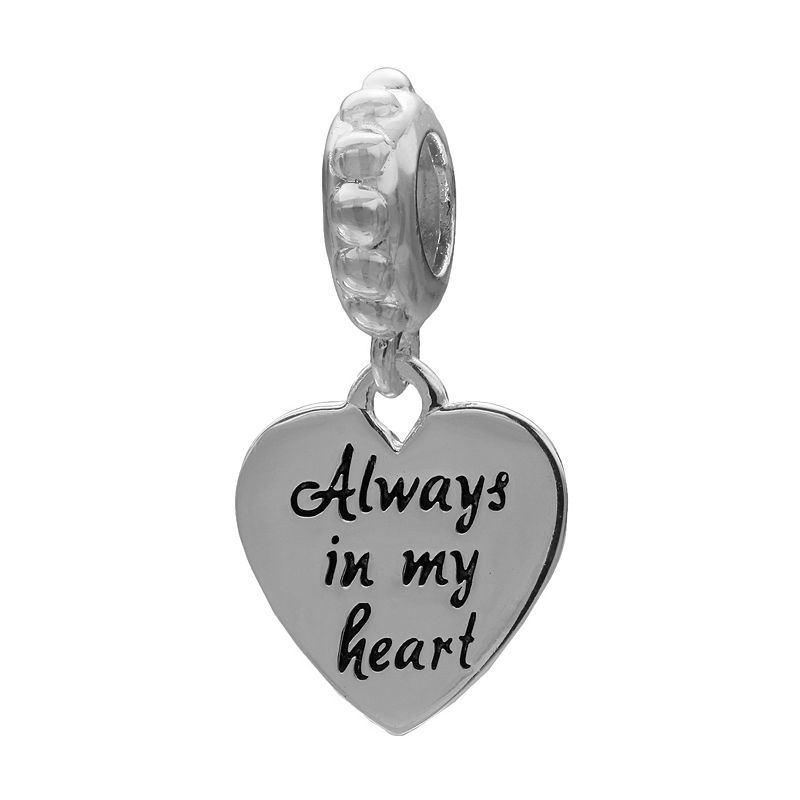 Individuality Beads Sterling Silver Always In My Heart Charm, Womens, Grey