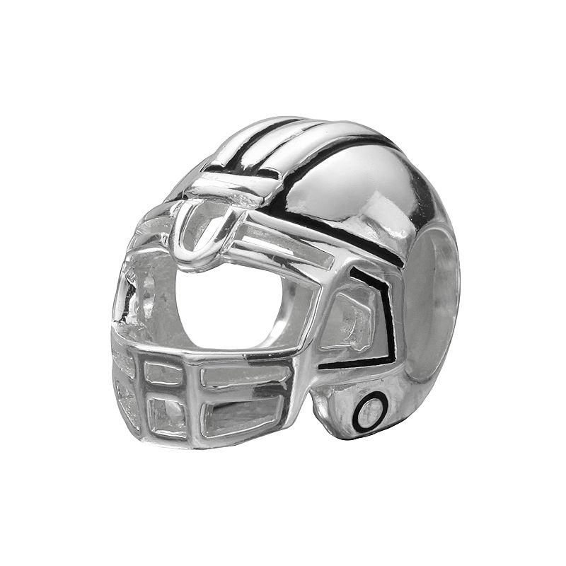 Individuality Beads Sterling Silver Football Helmet Bead, Womens, Grey