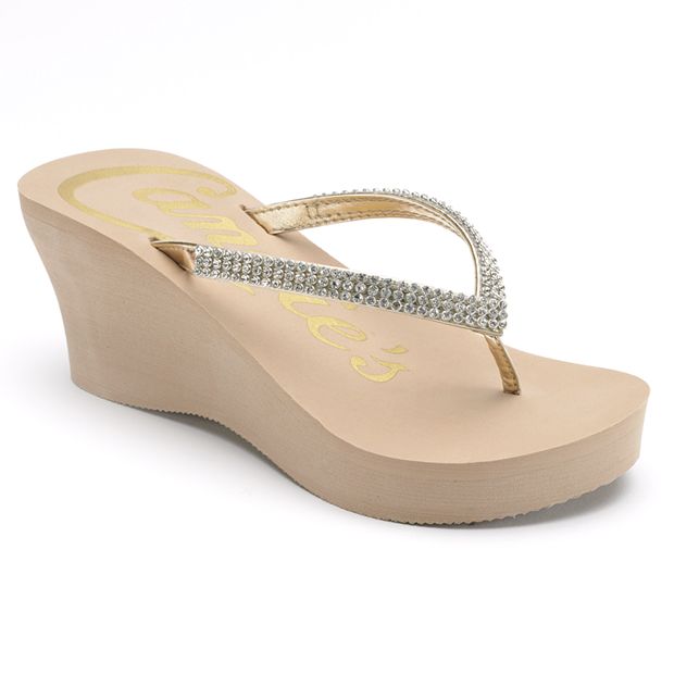 Rhinestone wedge store flip flops