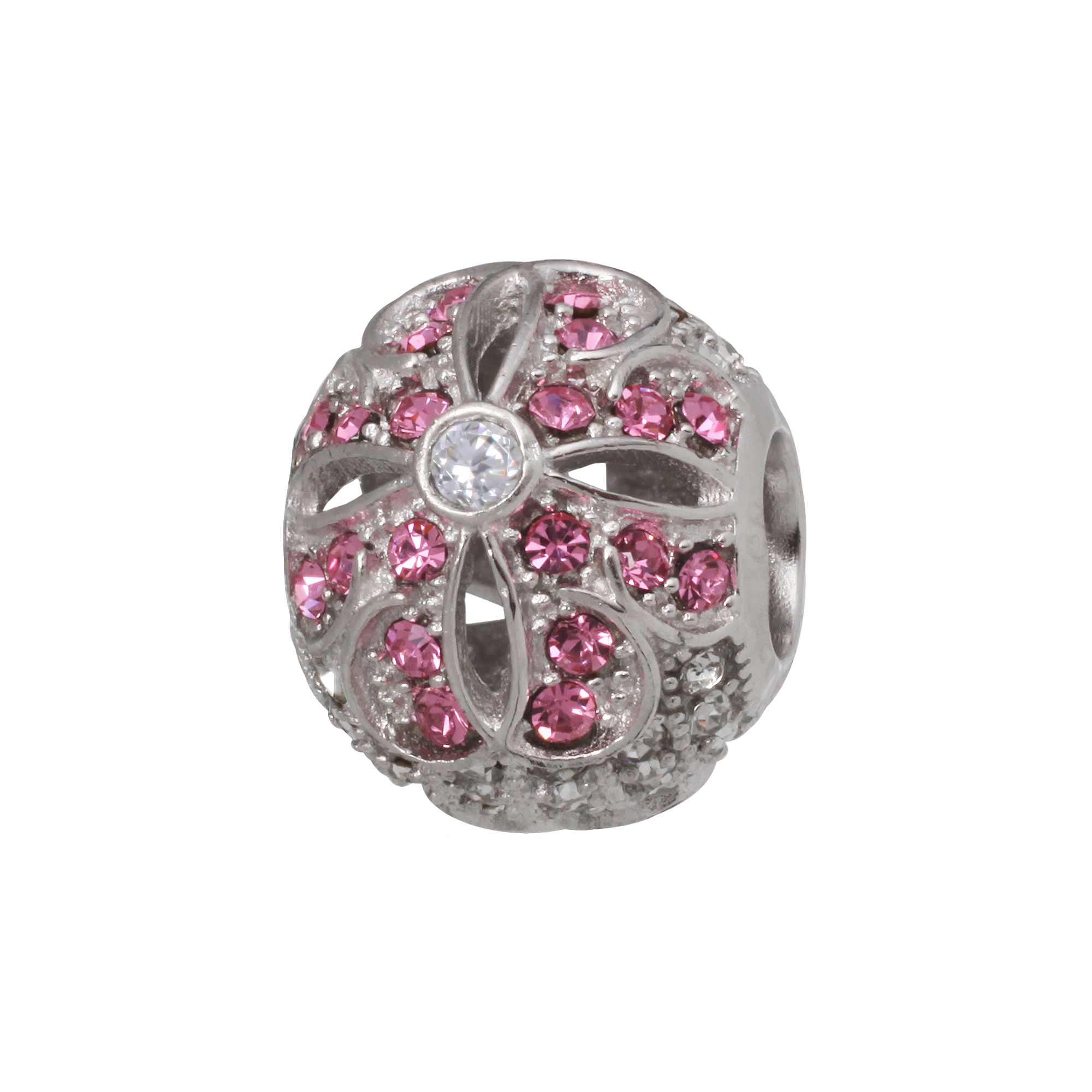 Individuality Beads Sterling Silver Crystal & Cubic Zirconia Flower Bead, W