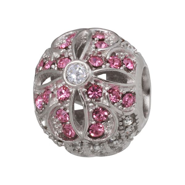 Individuality Beads Sterling Silver Crystal & Cubic Zirconia Flower Bead