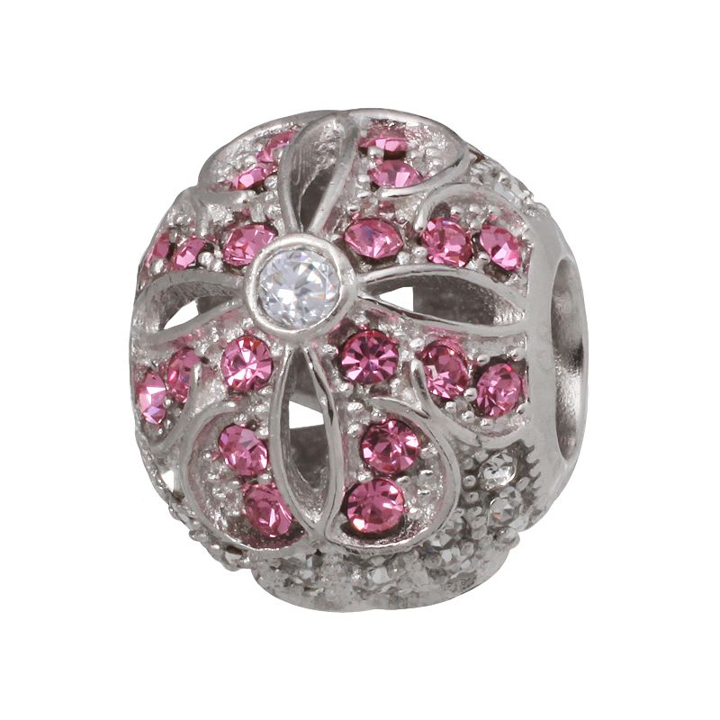 Individuality Beads Sterling Silver Crystal and Cubic Zirconia Flower Bead,