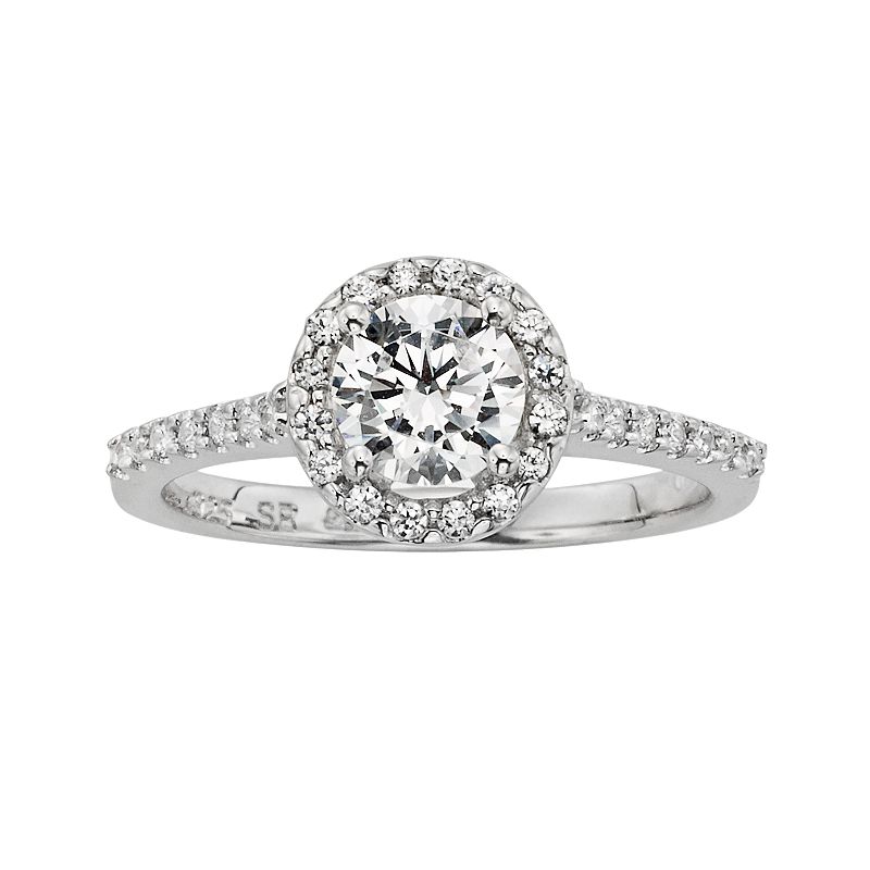Diamonore Simulated Diamond Halo Engagement Ring in Sterling Silver (1-ct. 