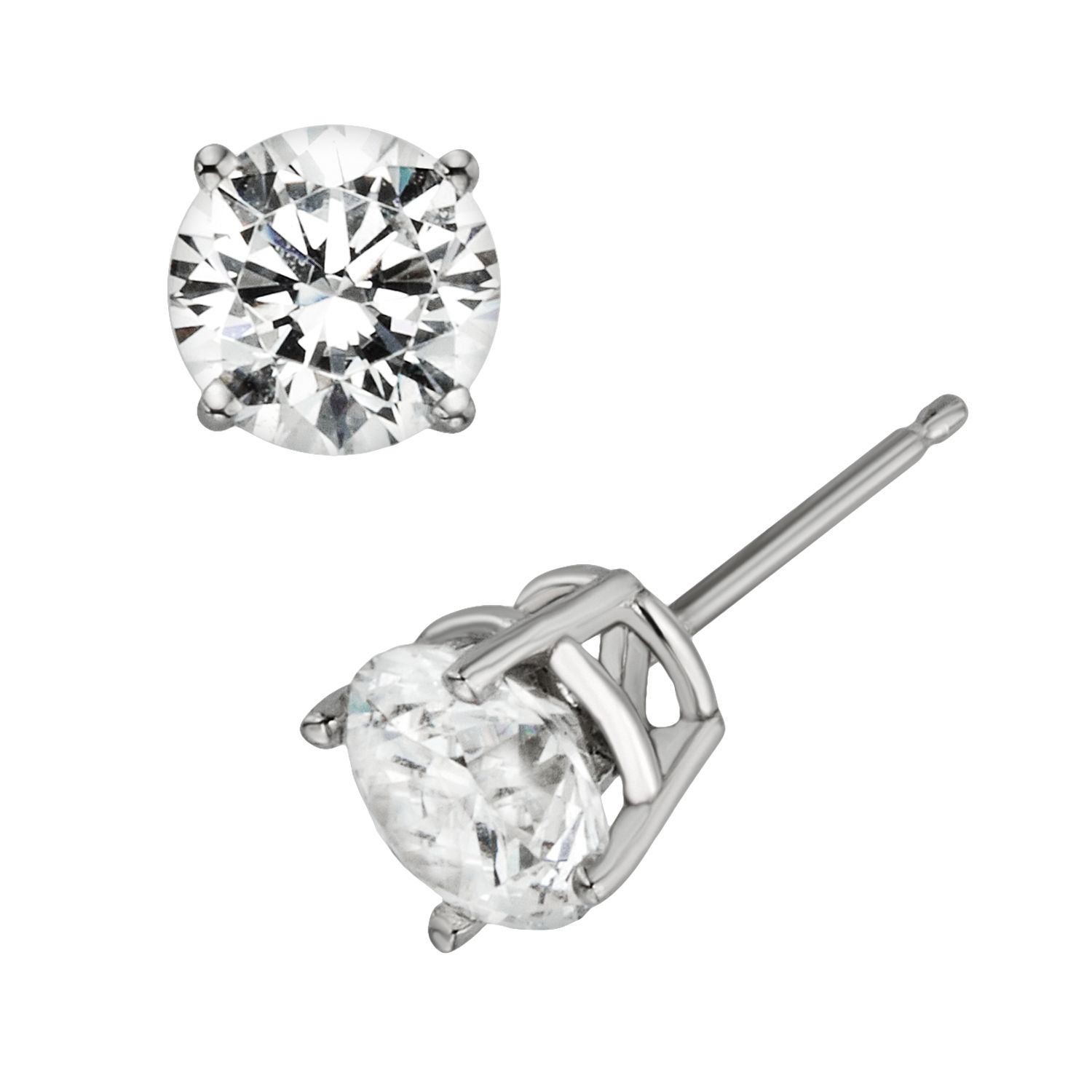 November birthday gift for friend White topaz stud earrings set in sterling silv