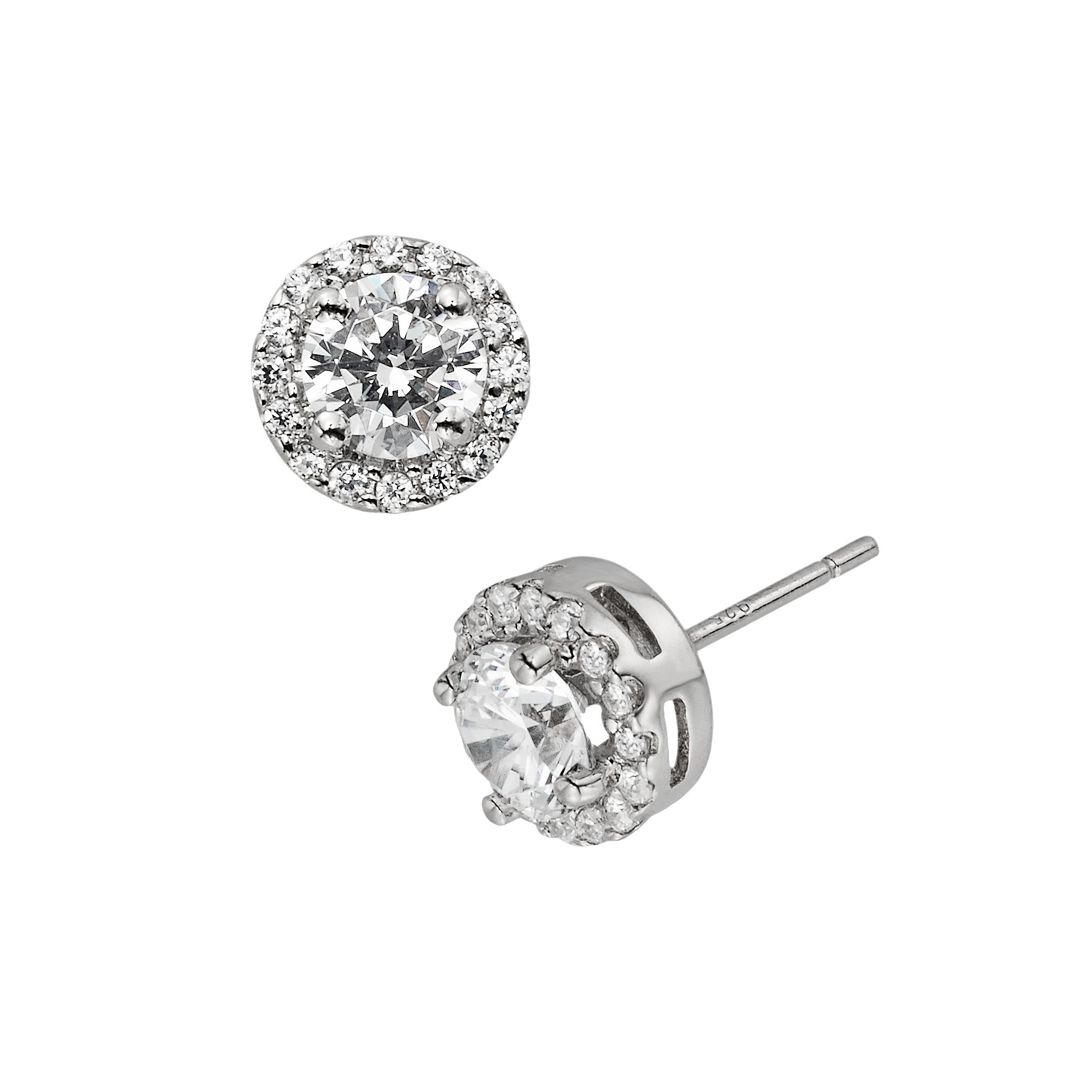 Diamonore Sterling Silver 1 1/2-ct. T.W. Simulated Diamond Halo Stud Earrin