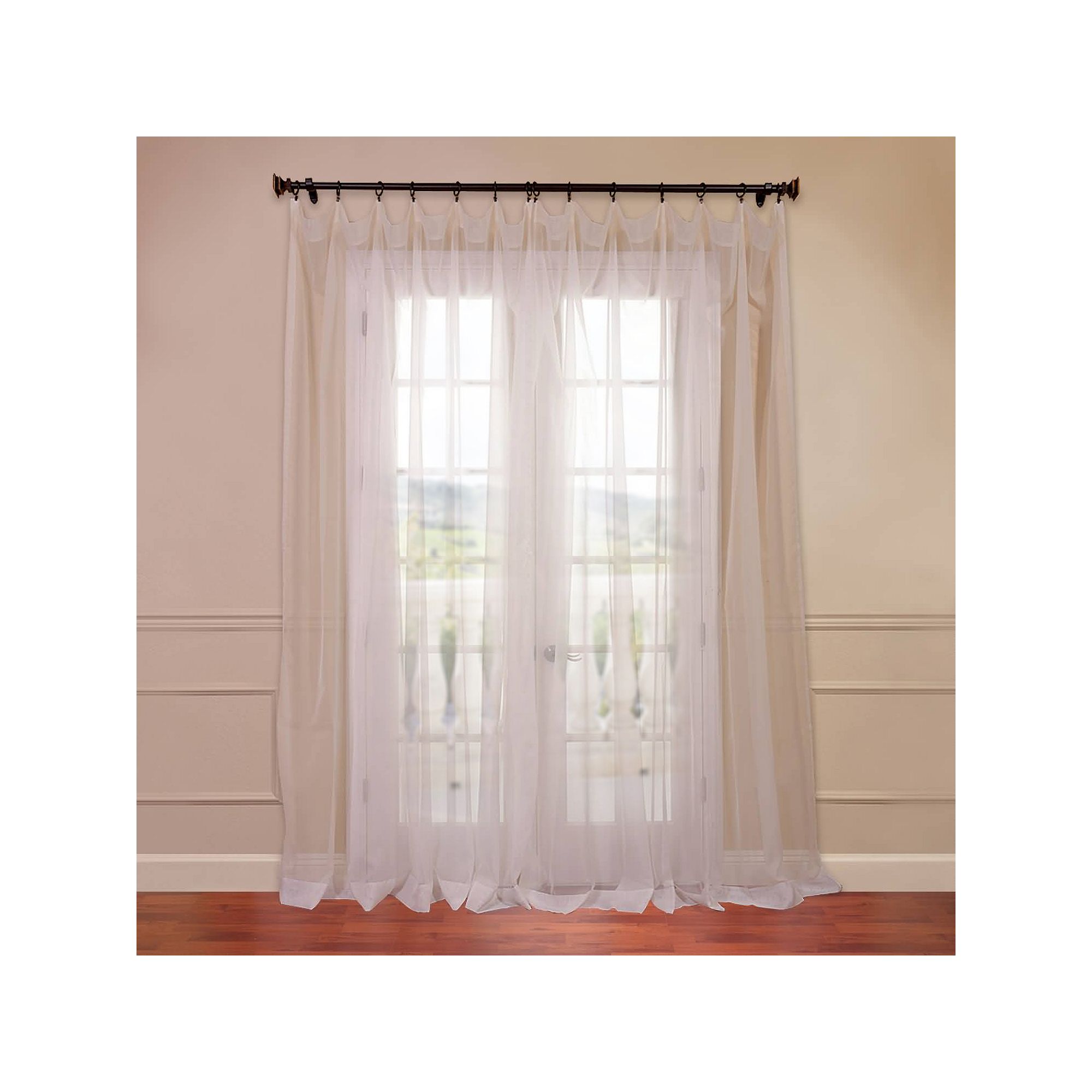 EFF 2-pack Solid Sheer Voile Window Curtains, Off White