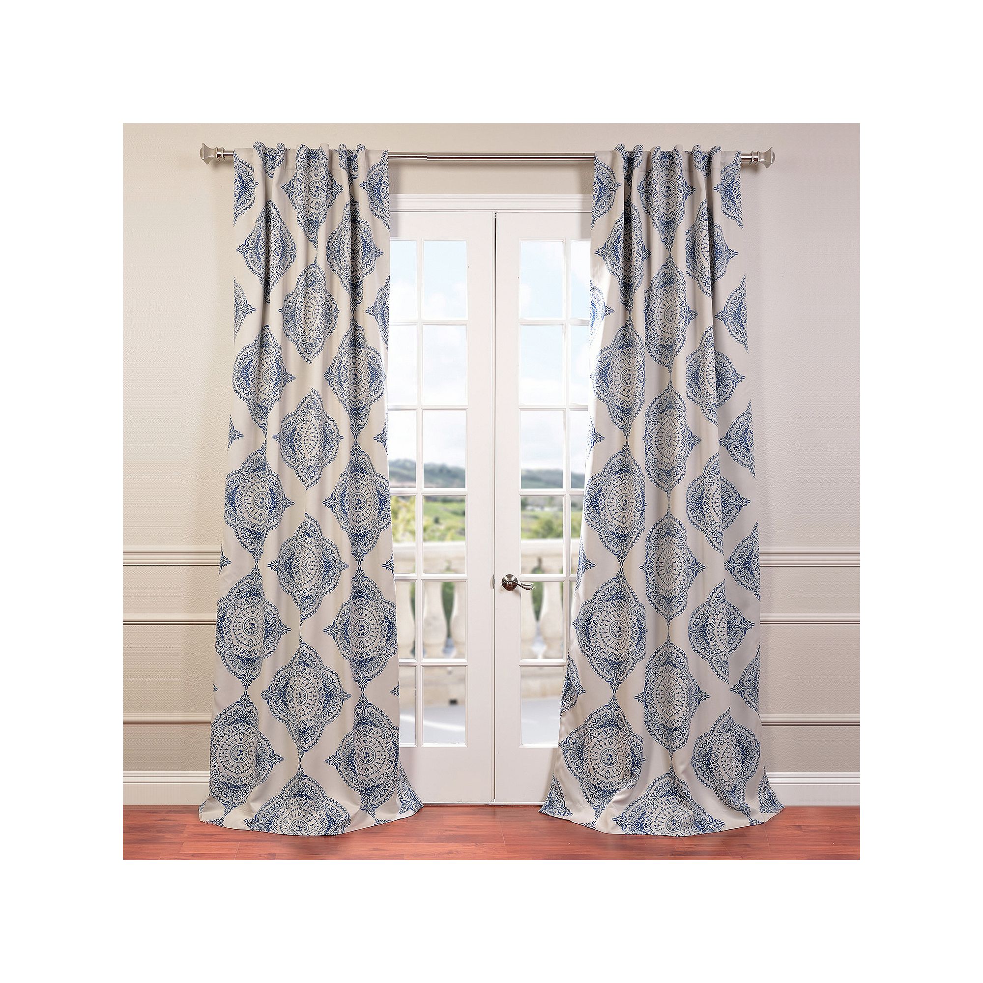 EFF Henna Room Darkening Bedroom Window Curtain Panel, Blue