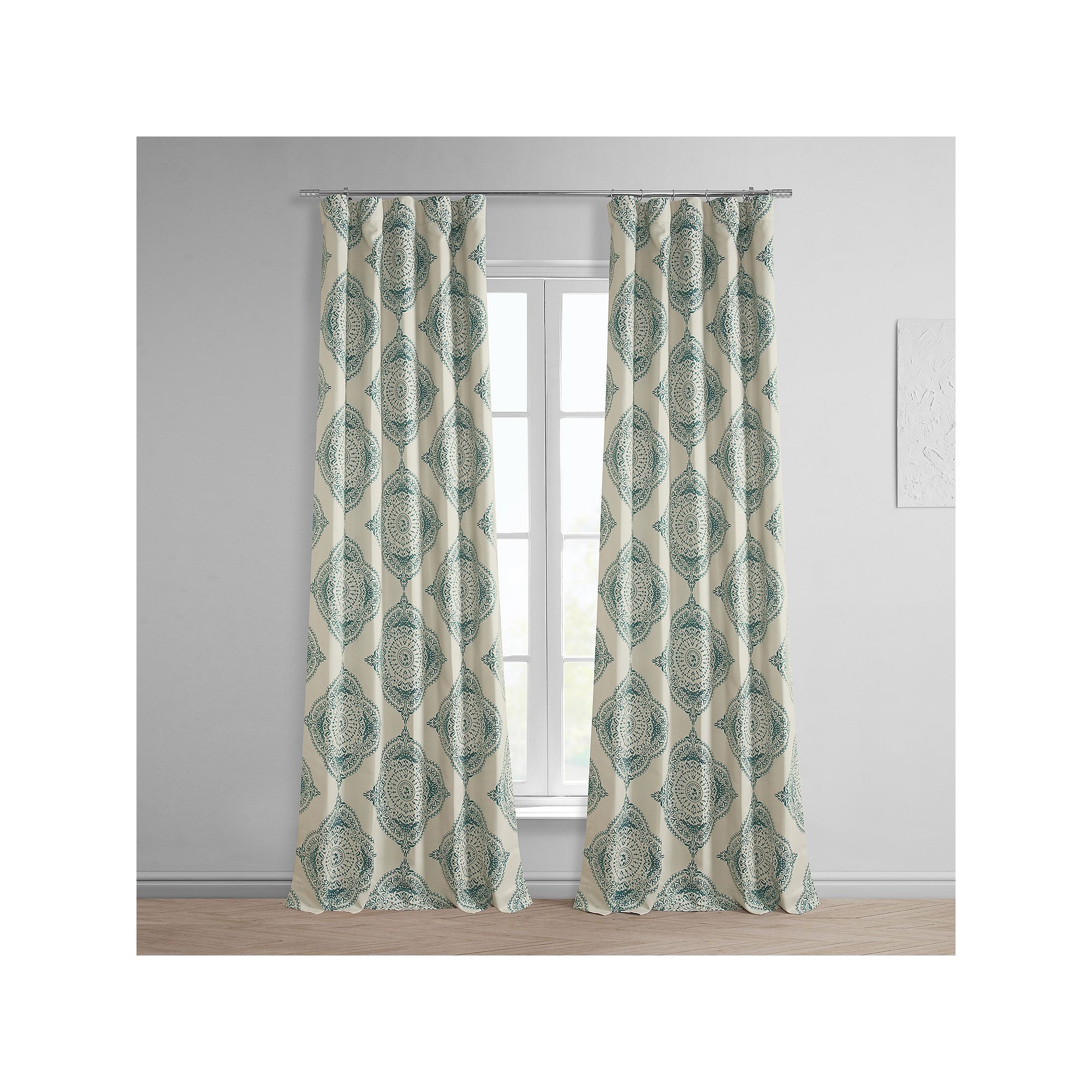 EFF Henna Room Darkening Bedroom Window Curtain Panel, Blue