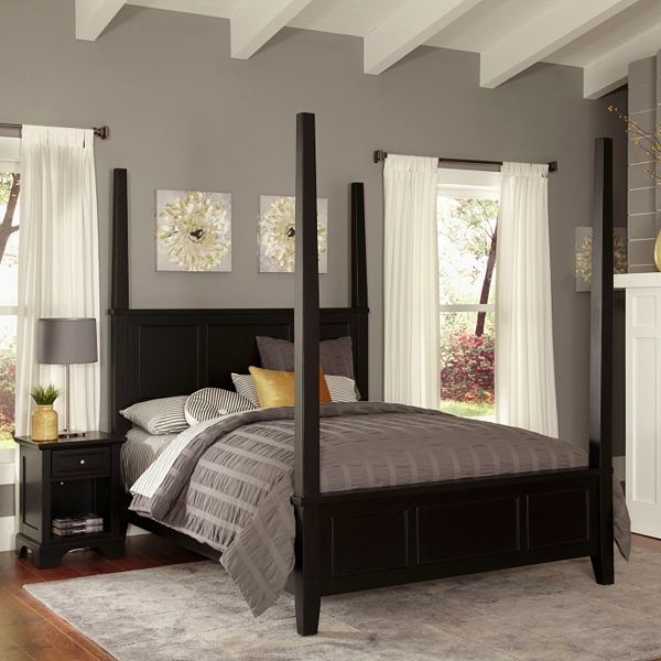 Homestyles Bedford 4 Pc King Headboard, 4 Poster King Bed Set