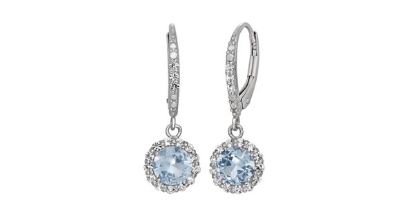 Lab-Created Aquamarine and Lab-Created White Sapphire Sterling Silver ...