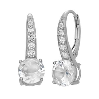 Lab-Created White Sapphire Sterling Silver Drop Earrings