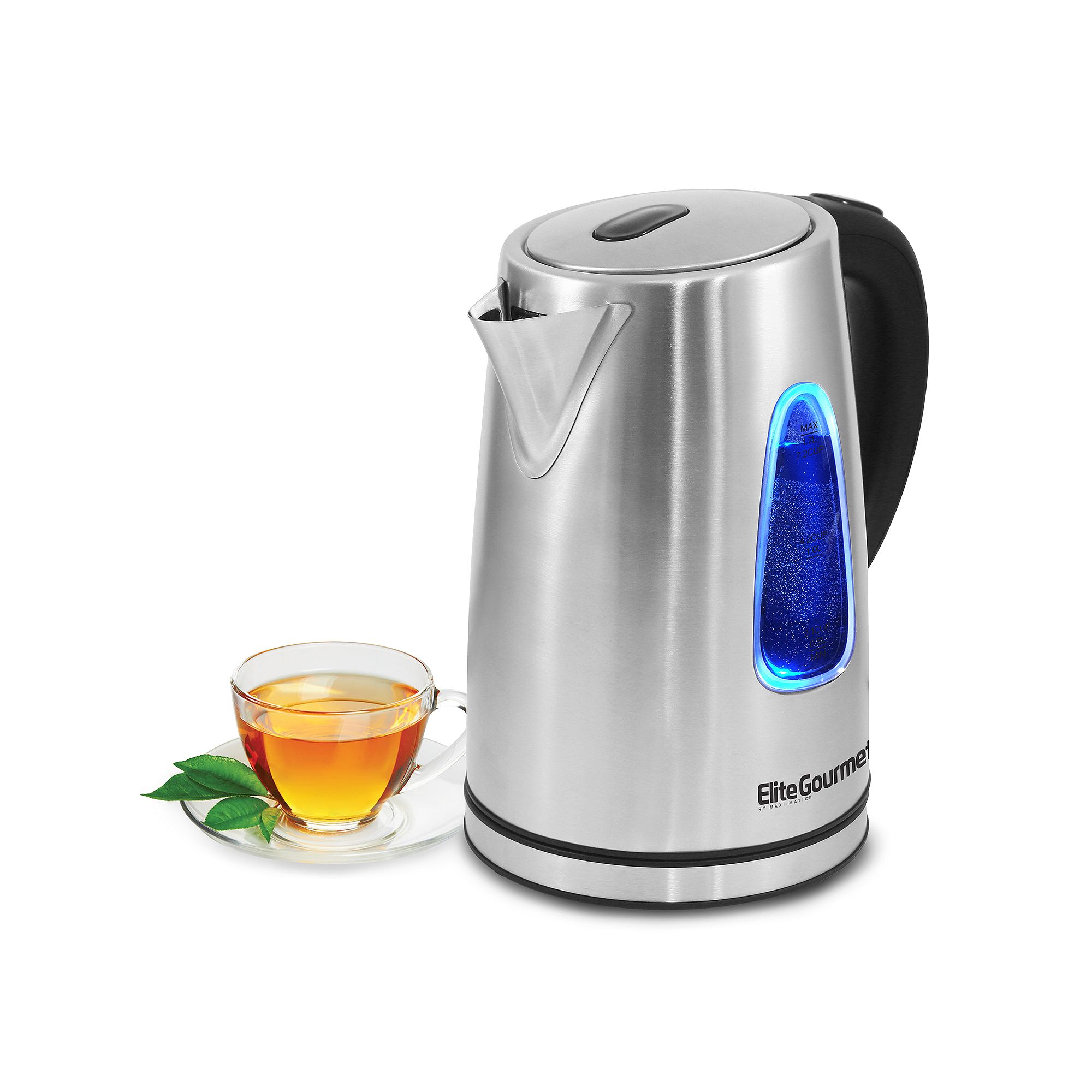 Elite Gourmet 1.7-Liter Stainless Steel Cordless Electric Kettle, Silver