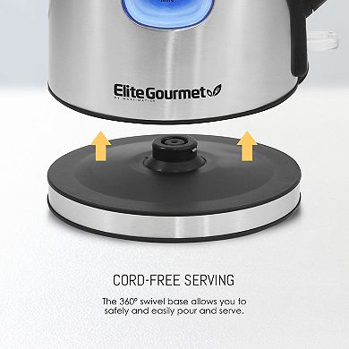 Elite Gourmet 1.7-Liter Stainless Steel Cordless Electric Kettle