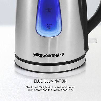 Elite Gourmet 1.7-Liter Stainless Steel Cordless Electric Kettle