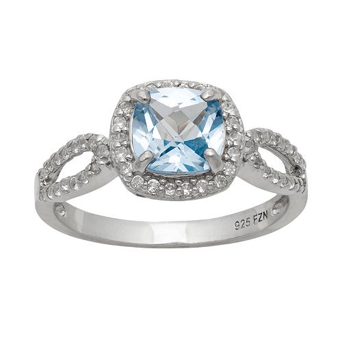 Sterling Silver Lab-Created Aquamarine and Lab-Created White Sapphire ...