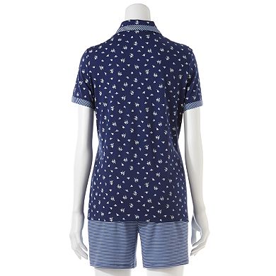Women's Croft & Barrow® Pajamas: 3-pc. Knit Notch Collar Pajama Set