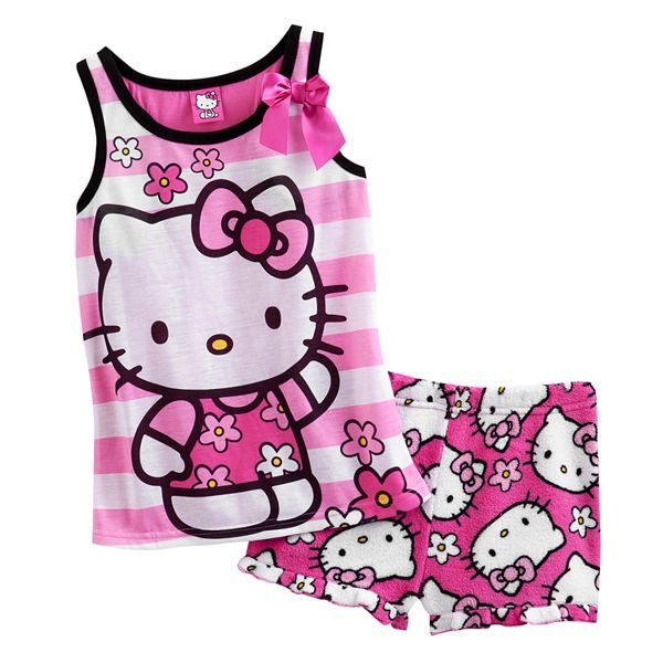 Hello Kitty® Striped & Floral Pajama Set - Girls